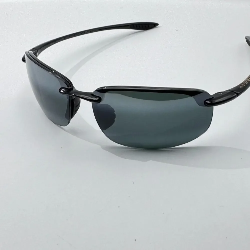 Maui Jim Sunglasses Ho'okipa MP MJ0407 001 Black Wrap Frame Gray Polarized Lens